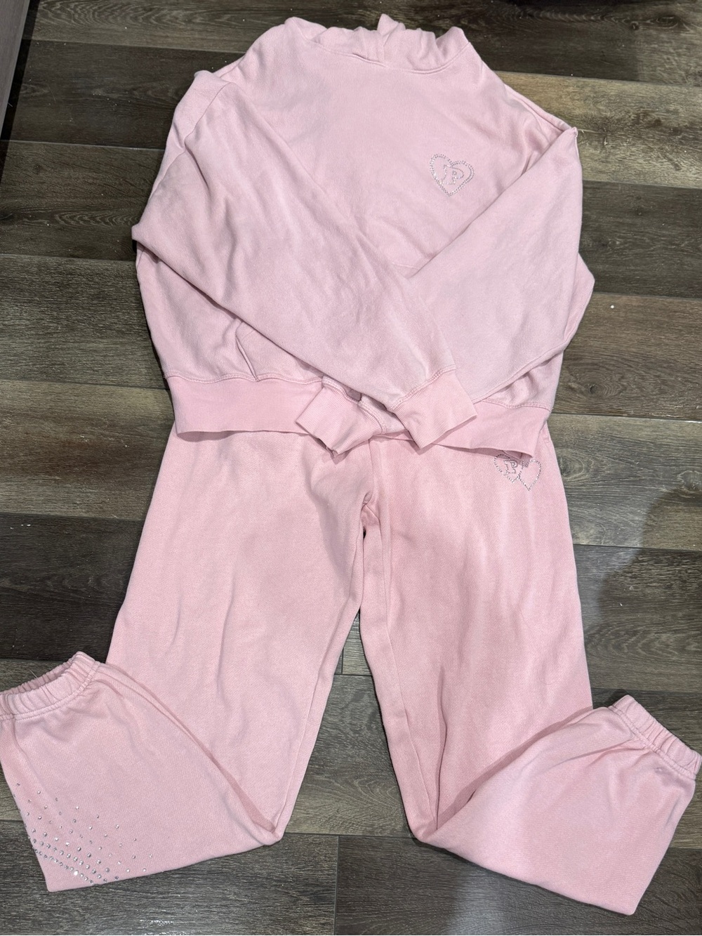 PINK Victoria’s Secret Pink Jeweled Heart Hoodie & Jogger Set